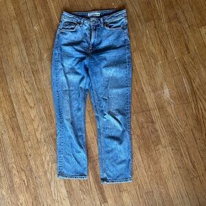 TopShop High-Waisted Straight Leg Blue Jeans